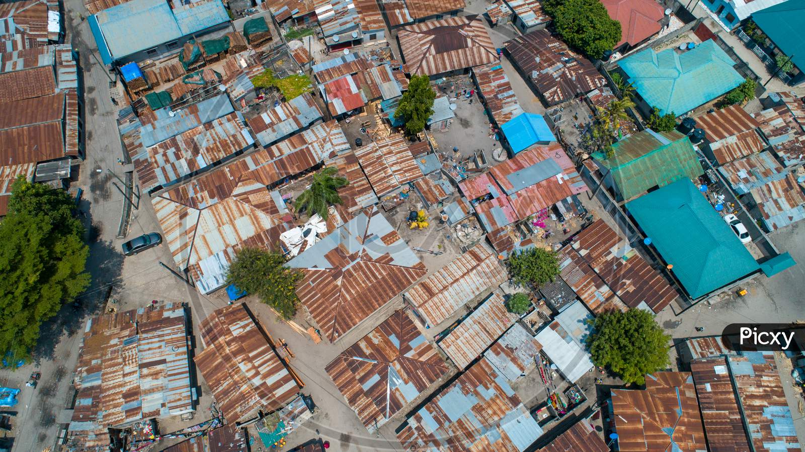 Aerial View Of The Local Settlement In Dar Es Salaam.