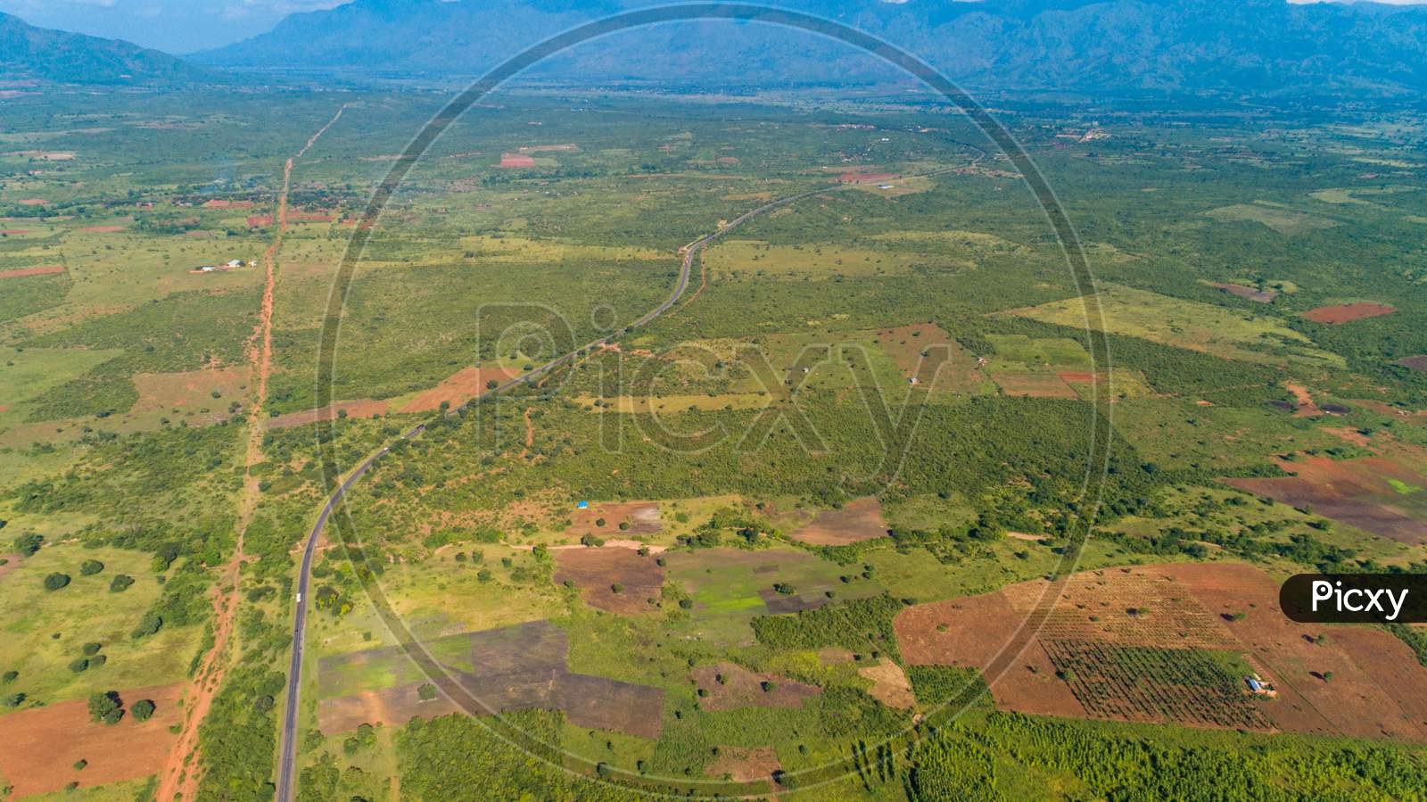Aerial View Of Endless Lush Pastures And Farmlands Of Morogoro Town, Tanzania