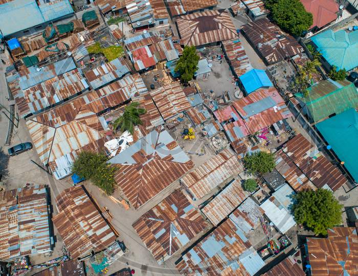 Aerial View Of The Local Settlement In Dar Es Salaam.