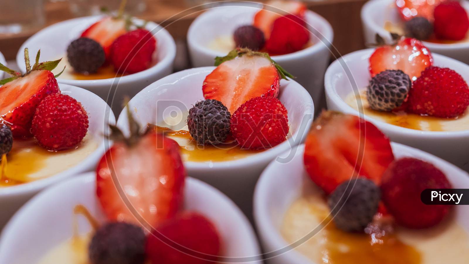 Strawberry Dessert In An Oval Shaped Bowl