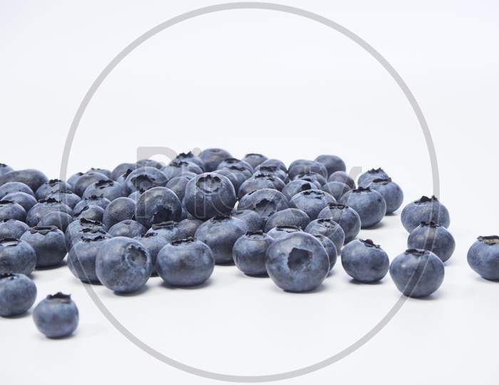 Blueberry Frame On White Background. Healthy Food Design