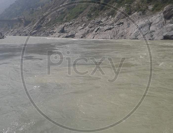 Alaknanda & Bhagirathi Sangam at Devprayag Tirth forming the Ganga river