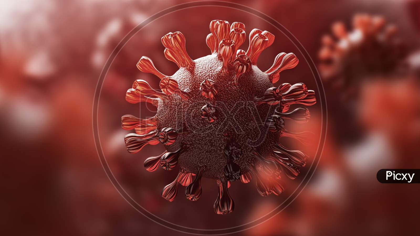 Super Closeup Coronavirus Covid-19 In Human Lung Body Background. Science And Microbiology Concept. Red Corona Virus Outbreak Epidemic. Medical Health And Virology. 3D Illustration Rendering
