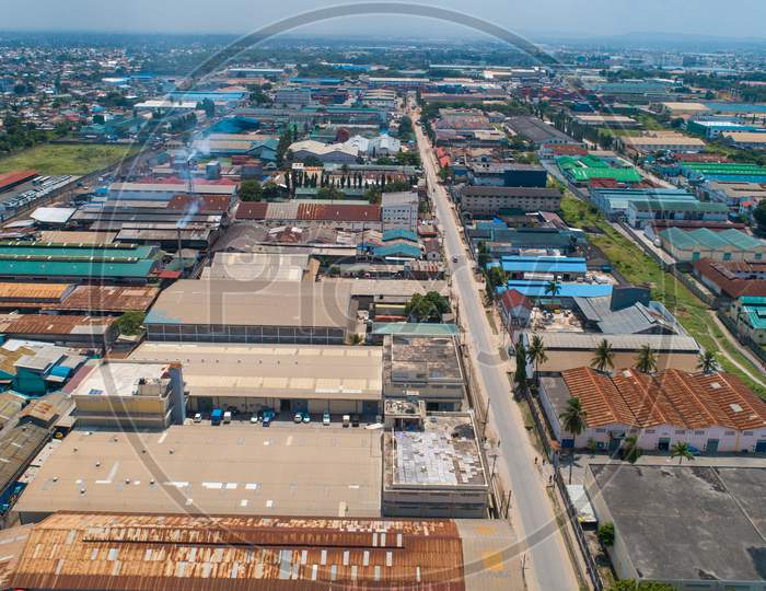 Aerial View Of The Industrial Area In Dar Es Salaam.