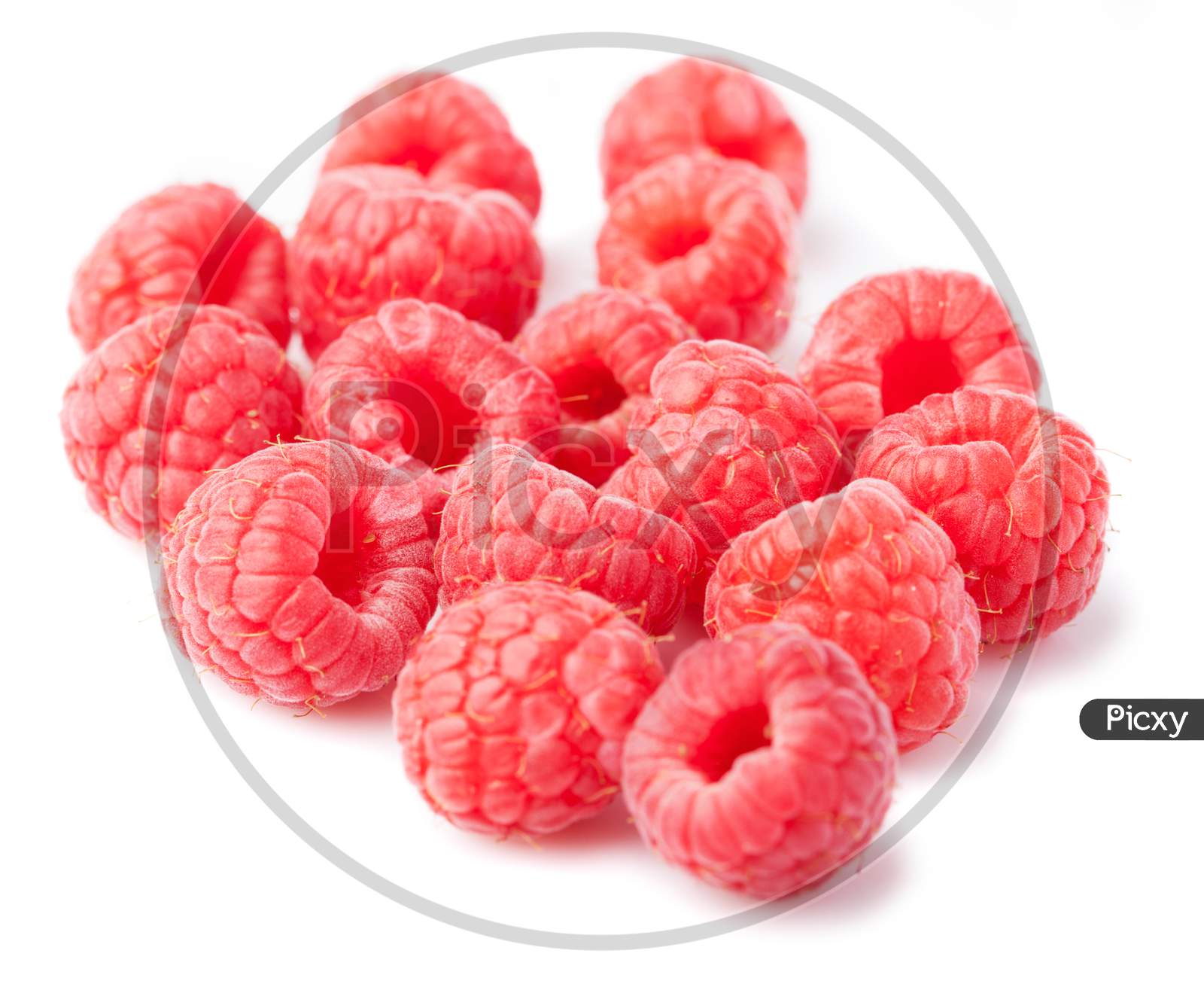 Group Of Raspberries Isolated On A White Background