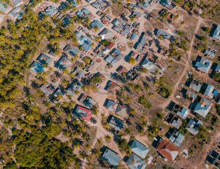 Aerial View Of The Zanzibar Local Settlement In Mchangani Area