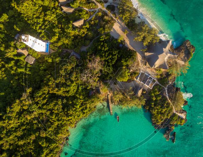 Aerial View Of The Chumbe Island Coral Park, Zanzibar