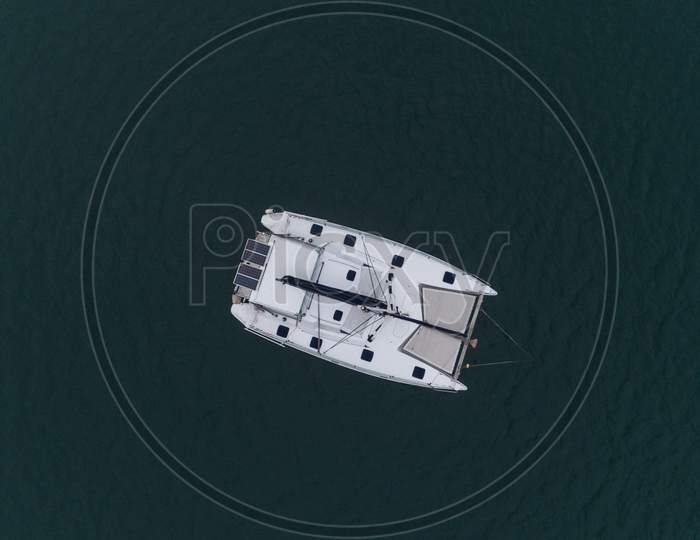 Aerial View Of The Luxurios Yatch