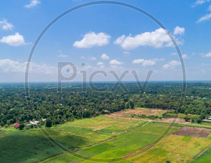 Aerial View Of Endless Lush Pastures And Farmlands Of Morogoro Town, Tanzania