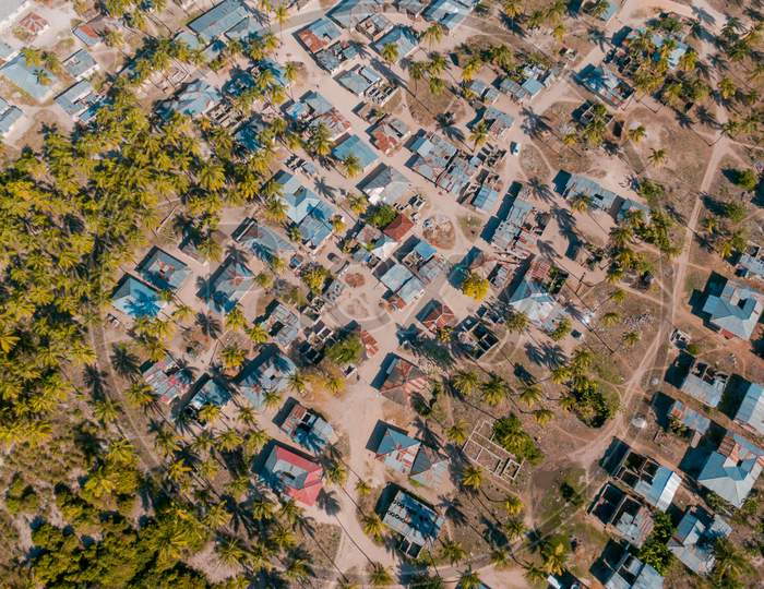 Aerial View Of The Zanzibar Local Settlement In Mchangani Area