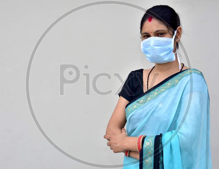 a woman wearing face mask