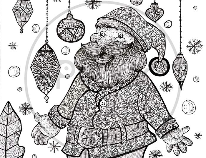 Santa Clause Laughing Portrait sketch