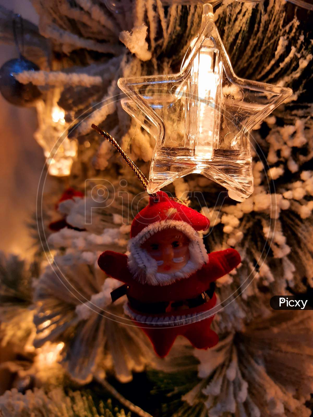 christmas star bulb with santa claus