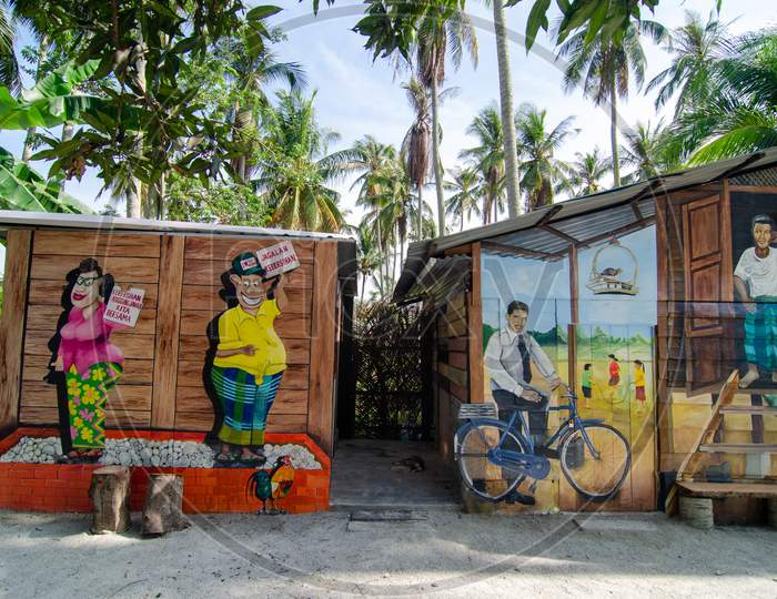 Malaysia Mural Art In Coconut Farm