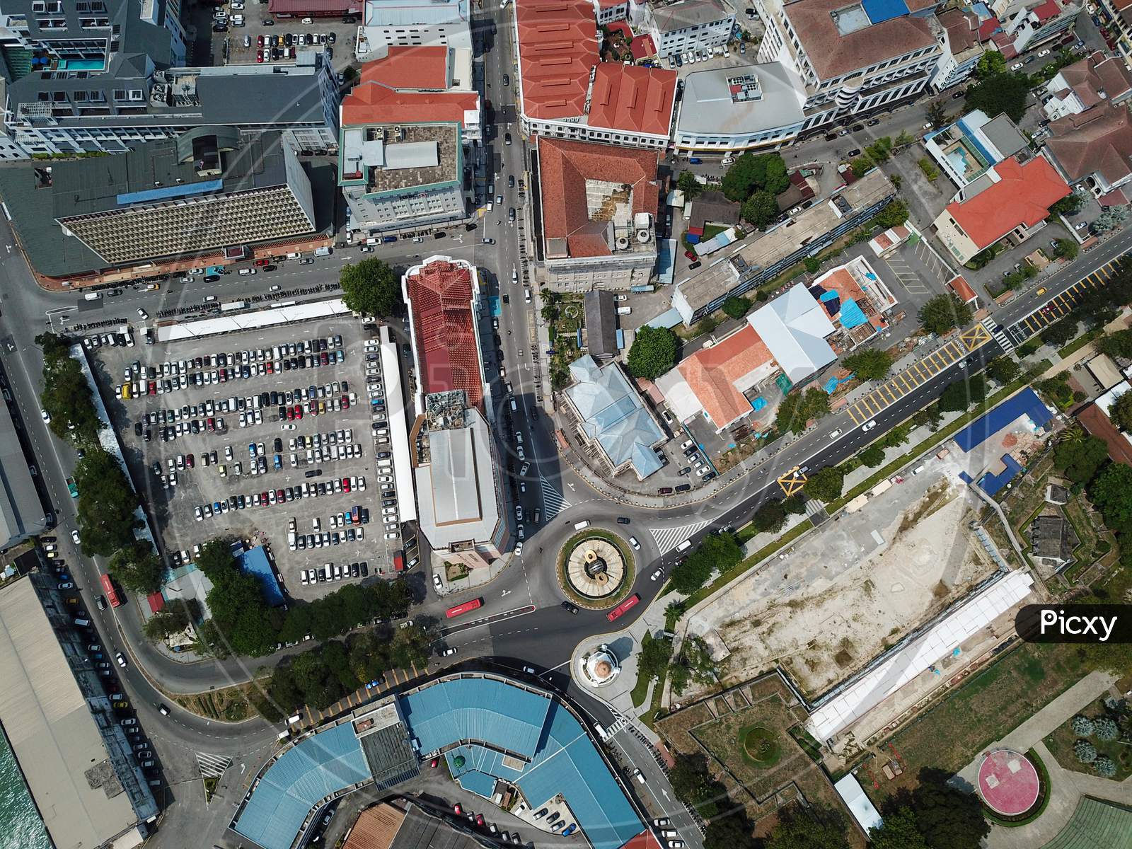 Aerial View Roundabout At Jubilee Clock Tower