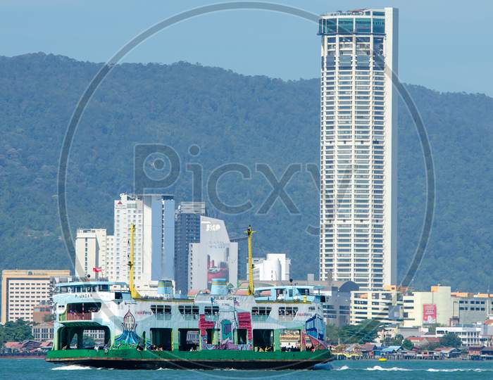 Ferry Move At Penang Sea