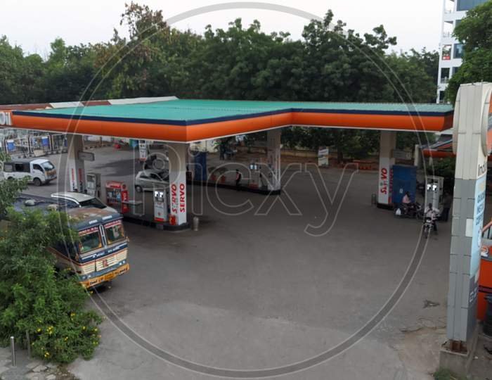 Indian oil petrol bunk in Hyderabad, India