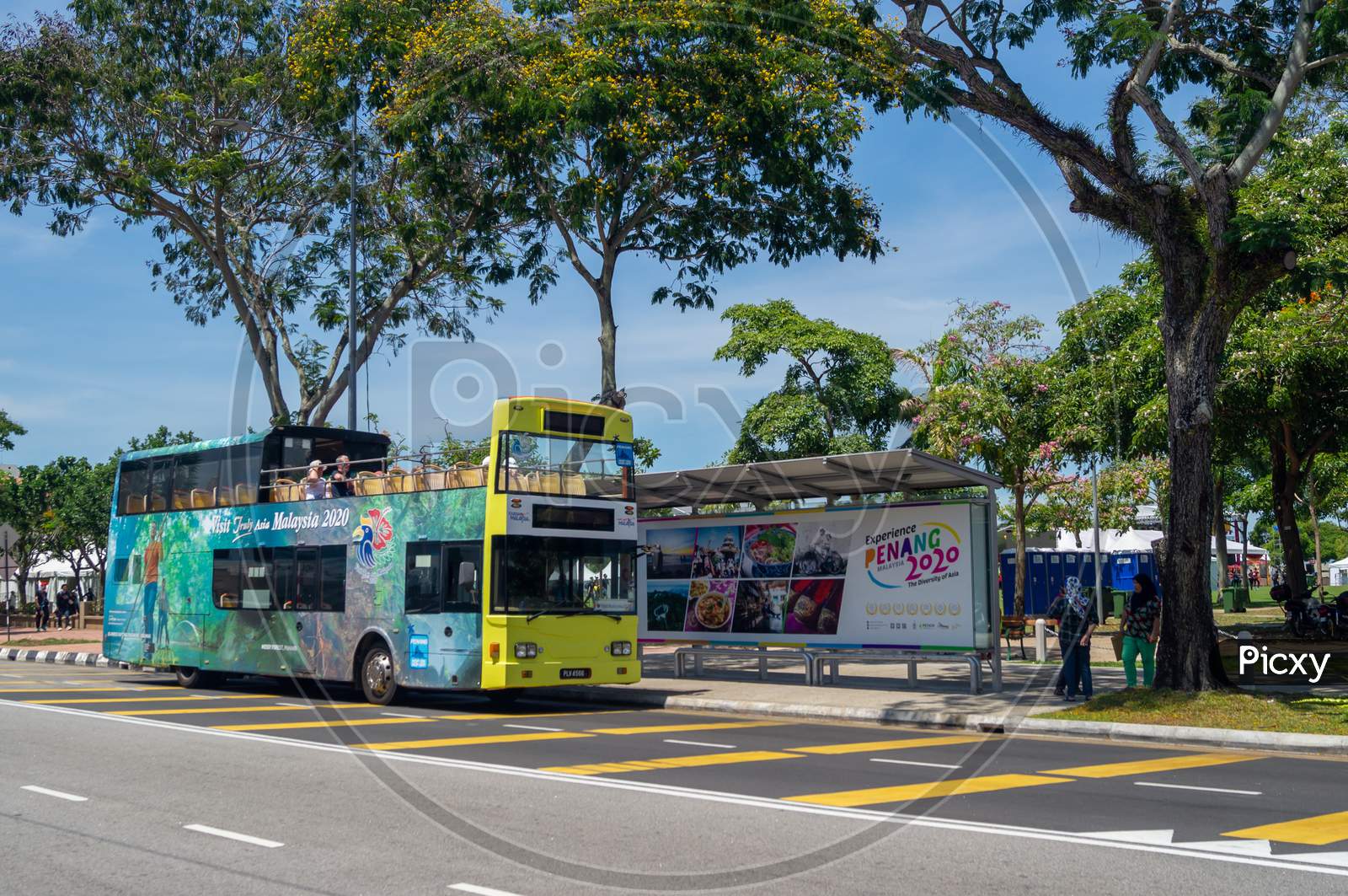 Double Decker Bus At Bus Stop