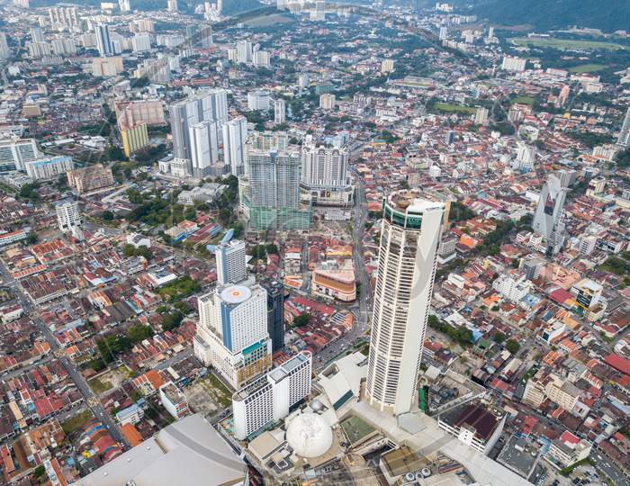 Aerial View Komtar Building With Heritage House