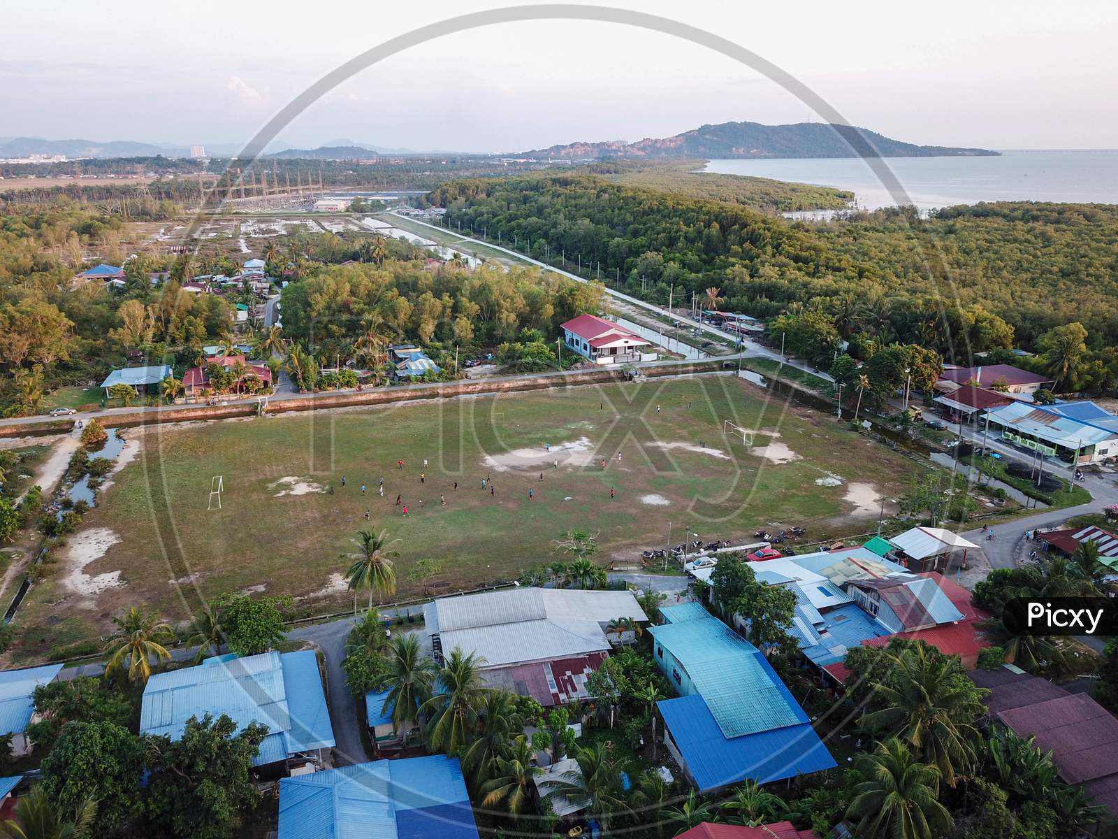 Aerial View Football Field At Malays Village
