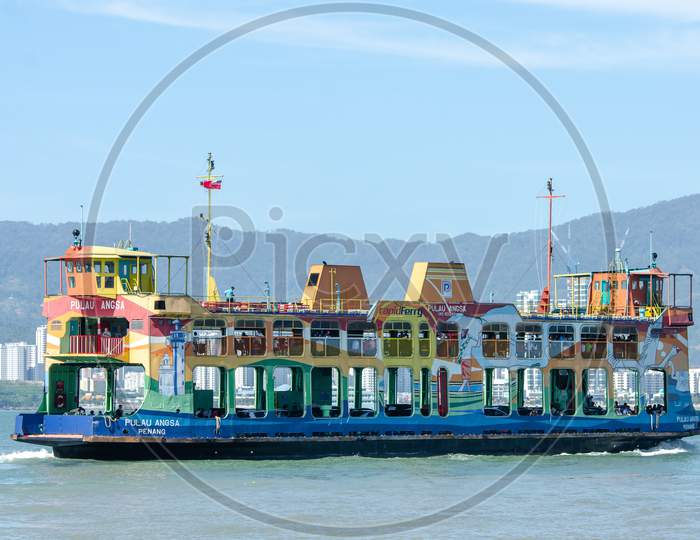 Colorful Ferry At Penang