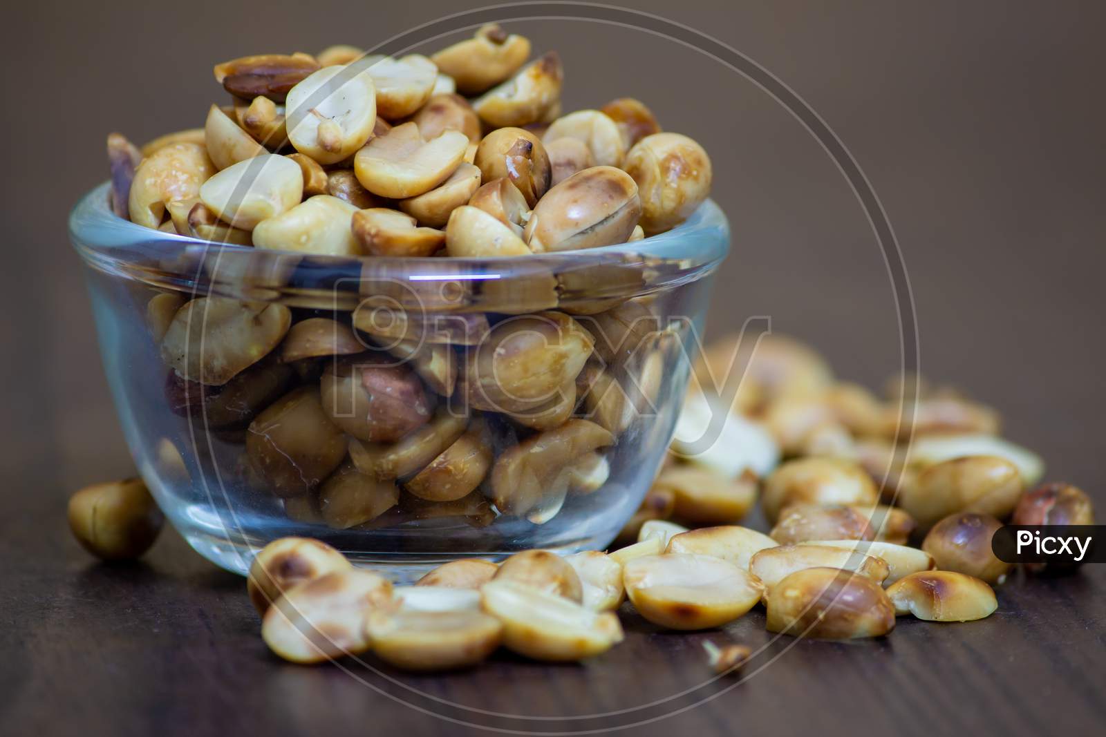 Roasted And Peeled Groundnut In A Bowl. Healthy Snack Rich In Protein.