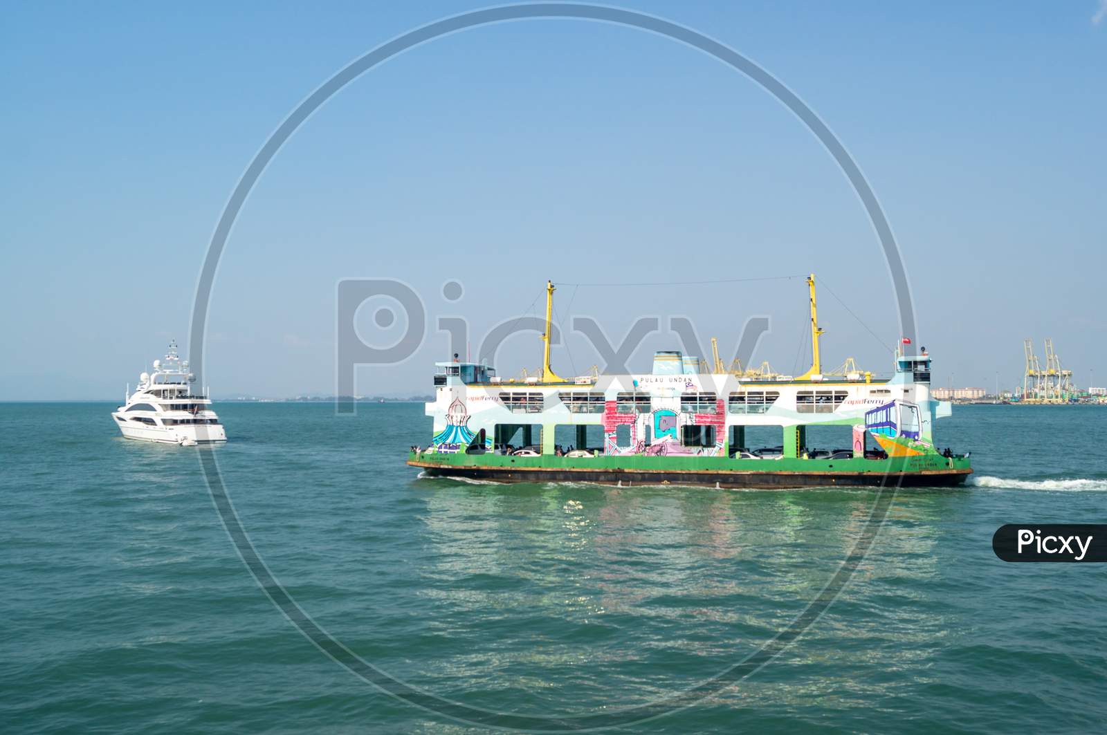 View Of Ferry At Sea