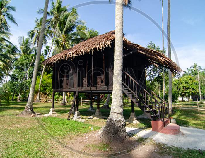Malays Kampung House In Coconut Plantation