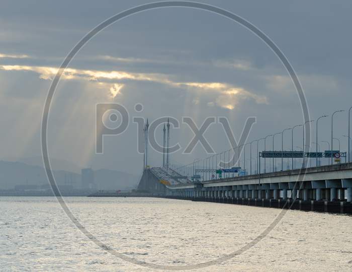 Penang Bridge Sun Ray In Morning