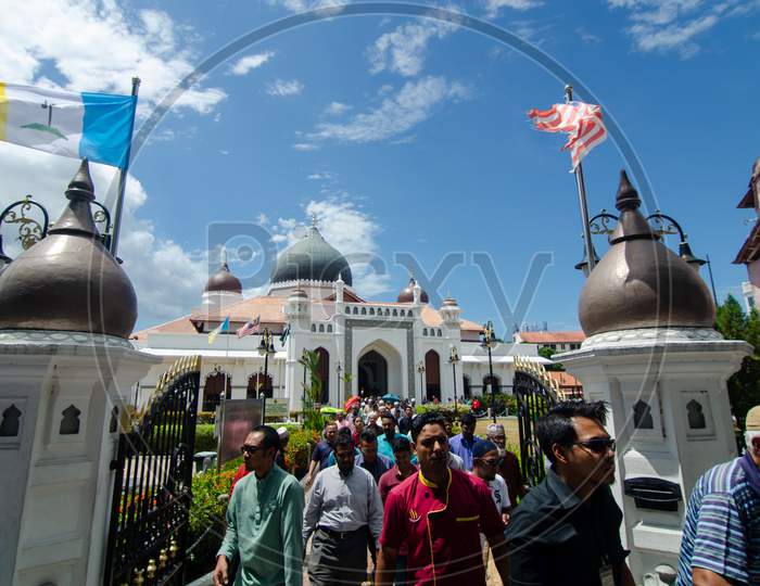 Muslim Come Out From Masjid Kapitan Keling After Friday Pray