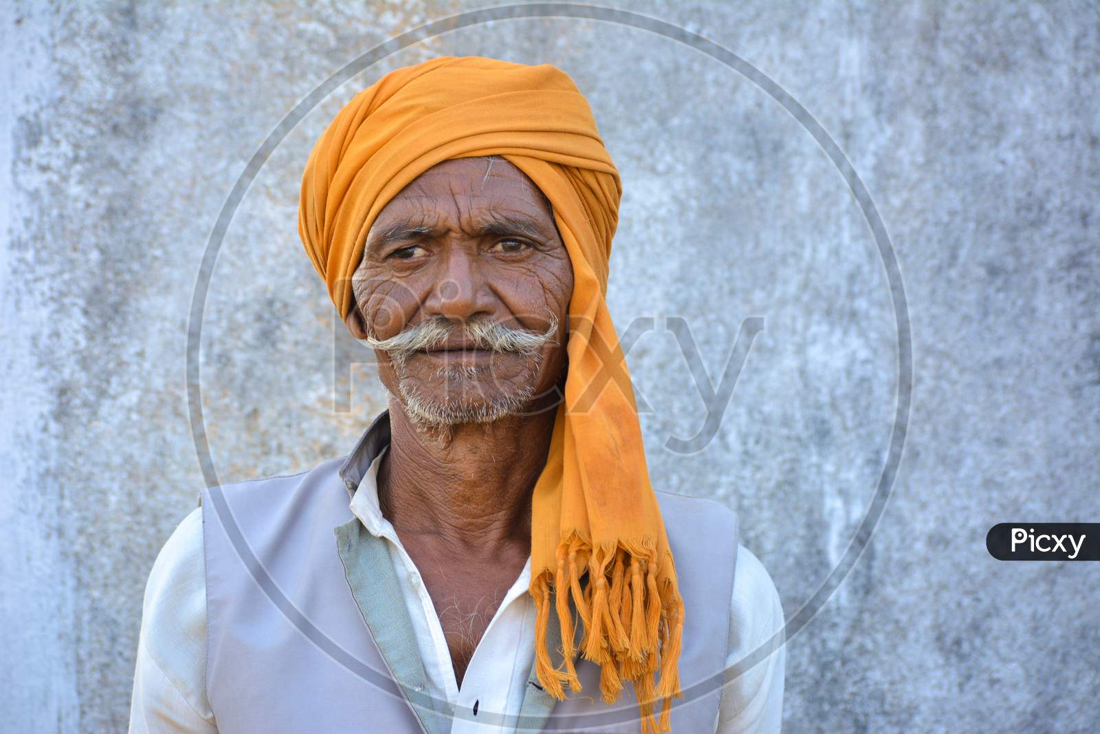 TIKAMGARH, MADHYA PRADESH, INDIA - NOVEMBER 23, 2020: Portrait of unidentified Indian old man at their village.
