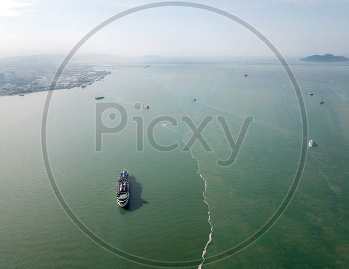 Ship Cruise At Penang Sea