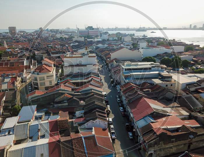 Aerial View Old Town At Penang Georgetown