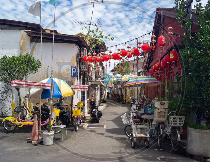 Penang Alley With Classical Decoration At Armenian Street