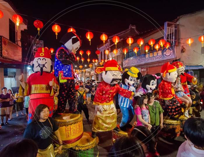 Chinese New Year Mascot At Street During Chinese New Year