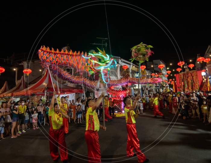 Dragon Dance Perform During Chinese New Year Celebration