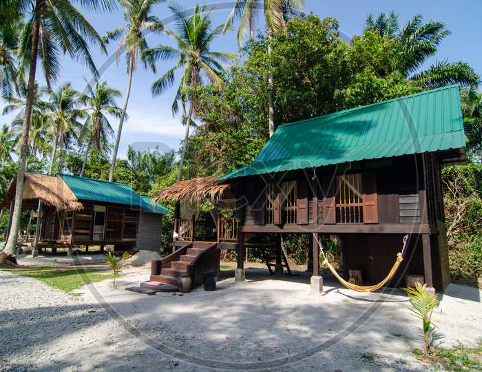 Malaysia Stilt Malays House In Coconut Farm