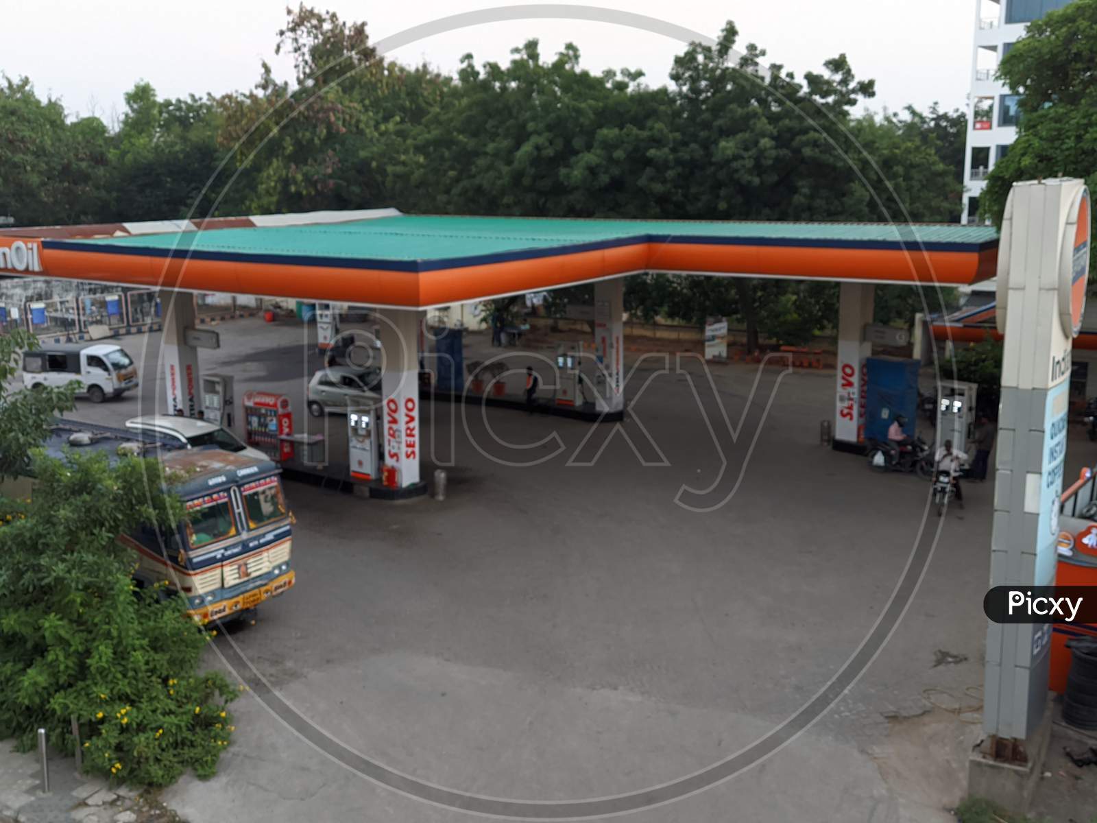 Indian oil petrol bunk in Hyderabad, India