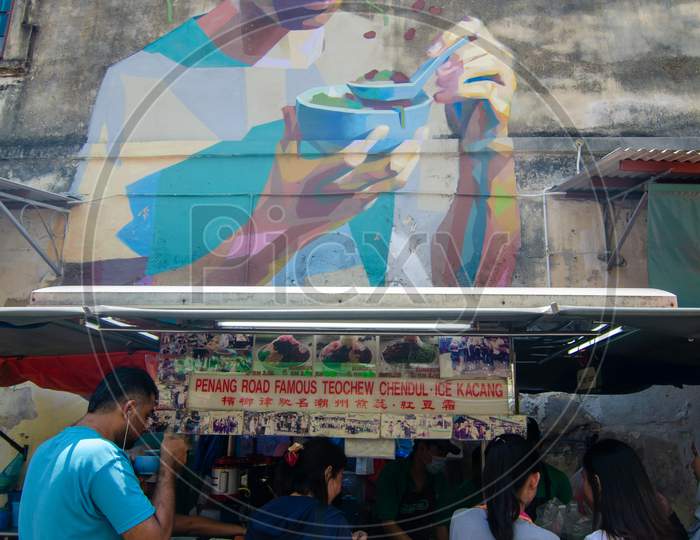 Cendol Mural Art And Stall At Penang Road