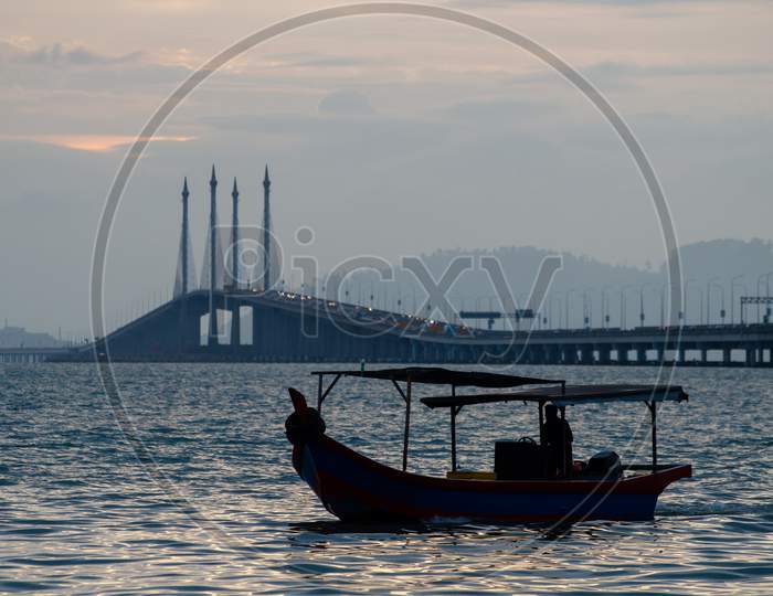 Fishing Boat At Penang Bridge