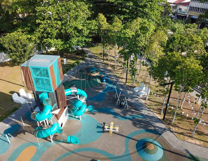 Aerial View Playground At Sia Boey Urban Archaeological Park