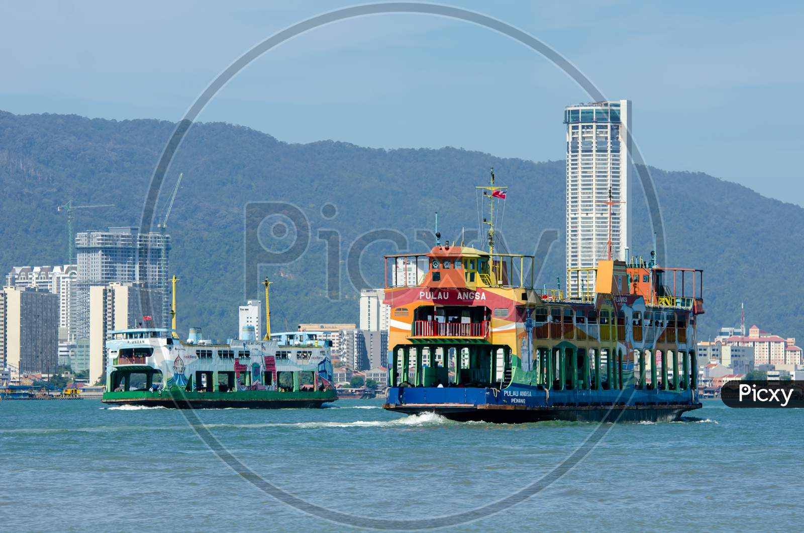 Two Ferry Move At Penang Sea