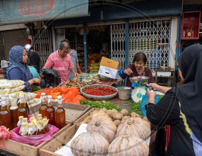 Traditional Market Sell Vegetable At Malaysia