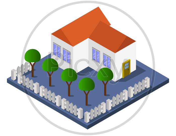 House Illustrated In Vector On A White Background