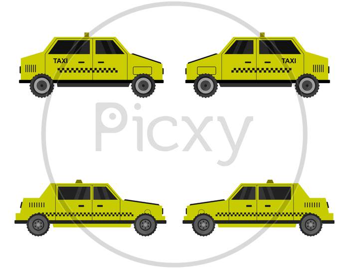 Taxi Illustrated In Vector On A White Background