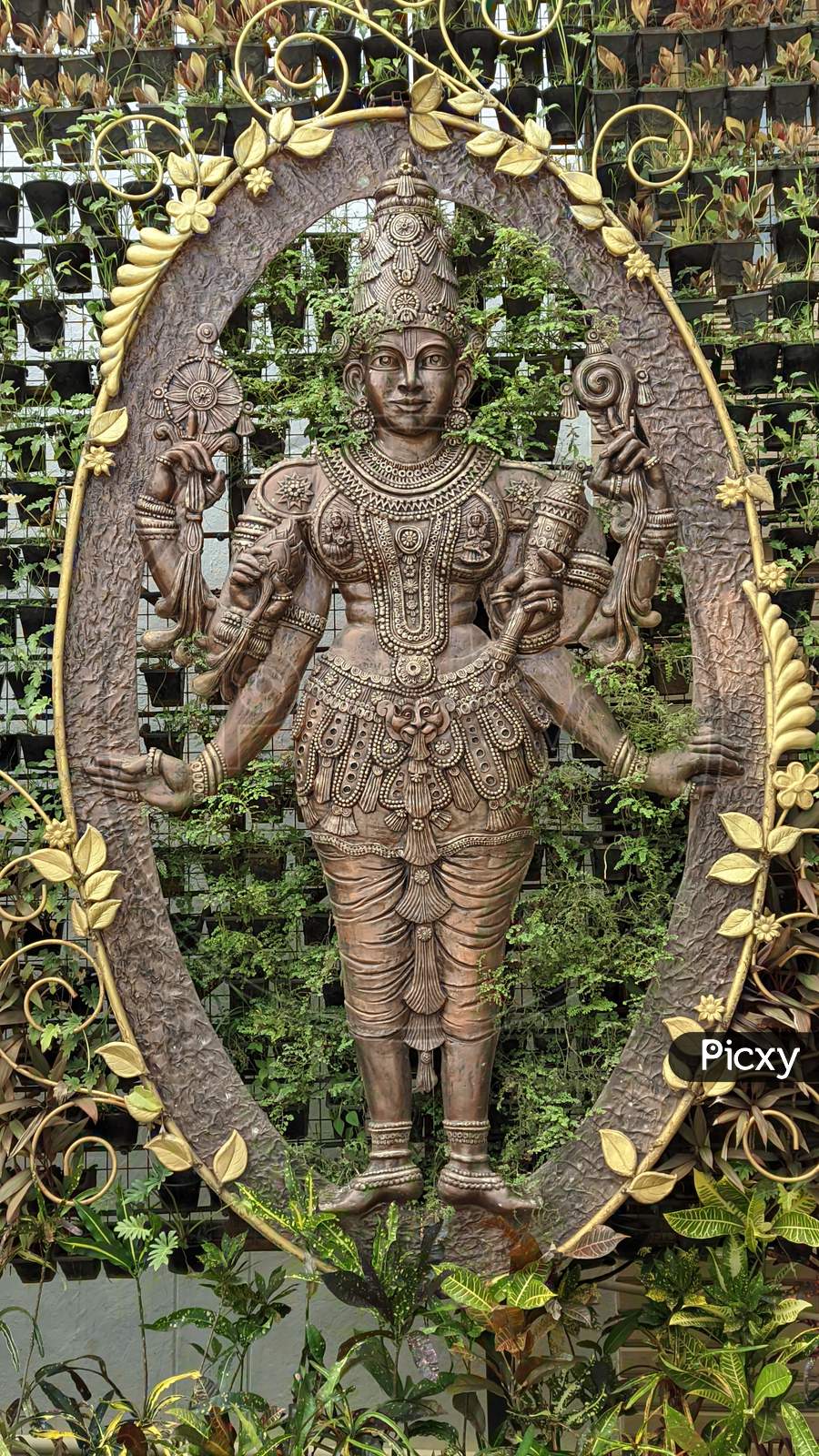 Sculptures at tirumala tirupati devasthanam temple. Hindu god sculpture. Lord venkateswara