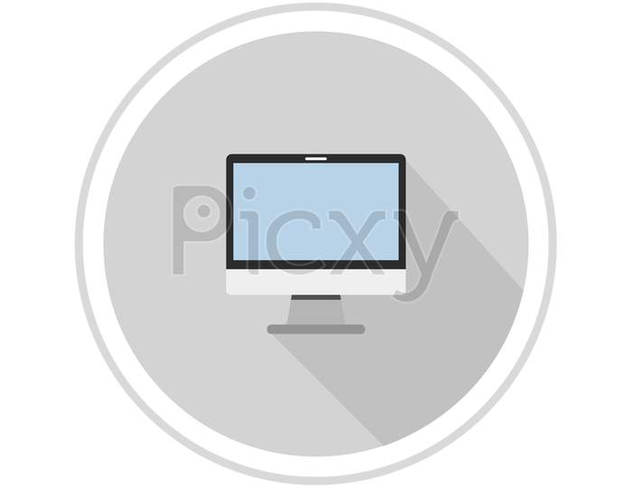 Computer Monitor Icon Illustrated In Vector On White Background