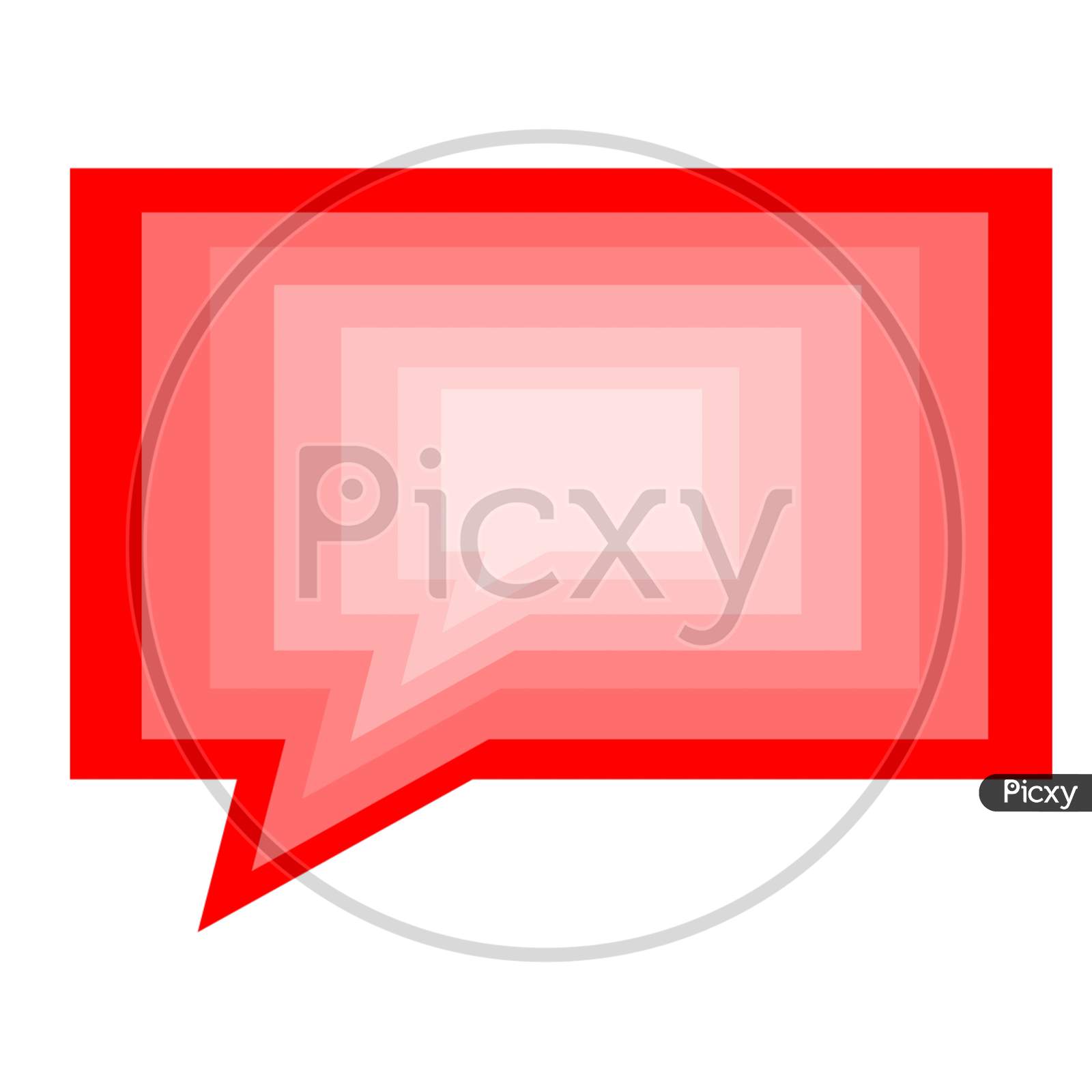 Illustrated Red Message Icon On White Background