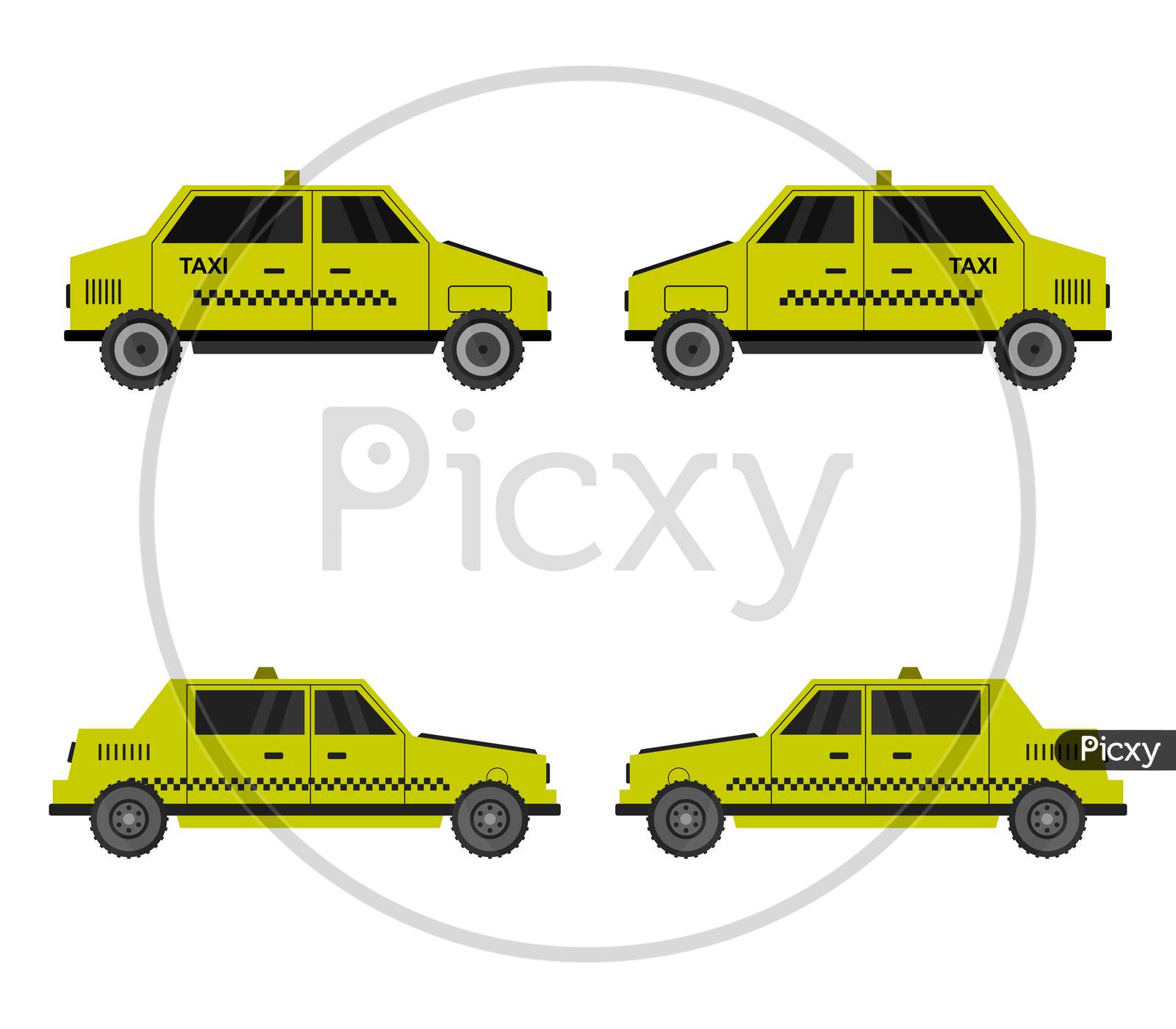 Taxi Illustrated In Vector On A White Background