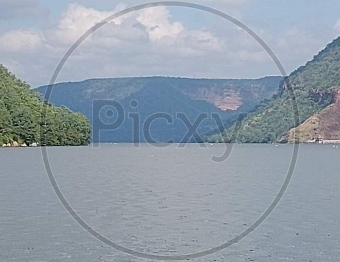 Srisailam dam back waters, nature photography,  sky and hills